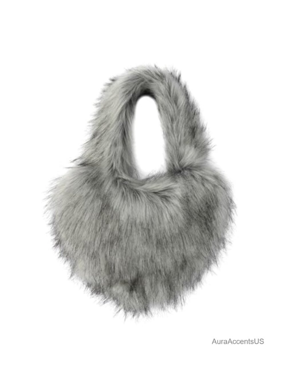 Faux Fur Heart Shaped Small Shoulder Bag Handmade Women's Handbag